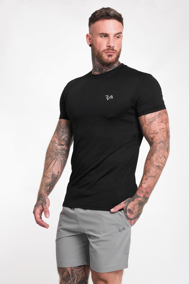 REFLECTIVE PRINT GYM TEE - BLACK