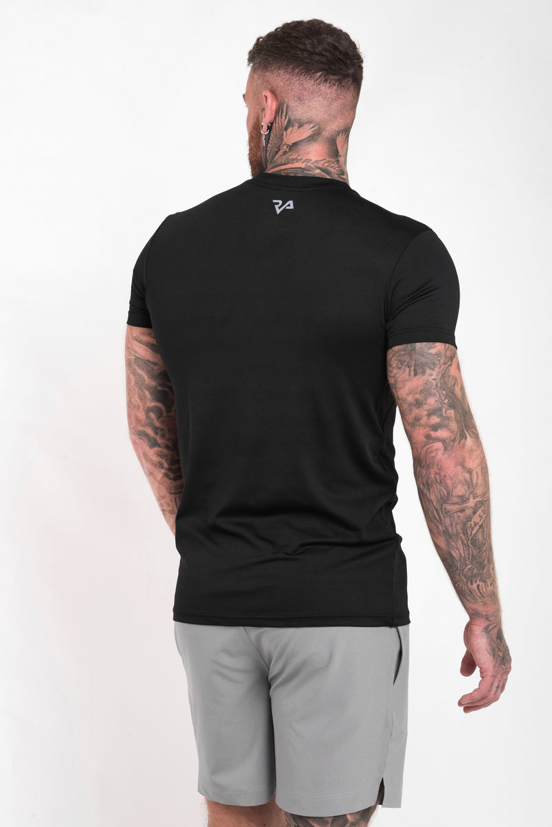 REFLECTIVE PRINT GYM TEE - BLACK