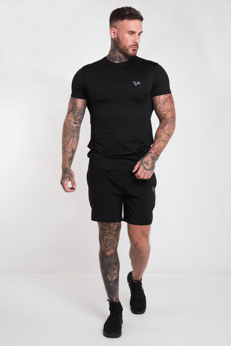 REFLECTIVE PRINT GYM TEE - BLACK