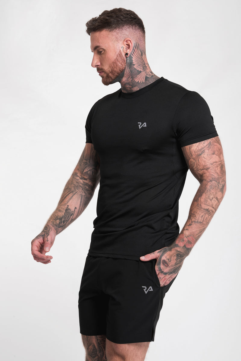 REFLECTIVE PRINT GYM TEE - BLACK