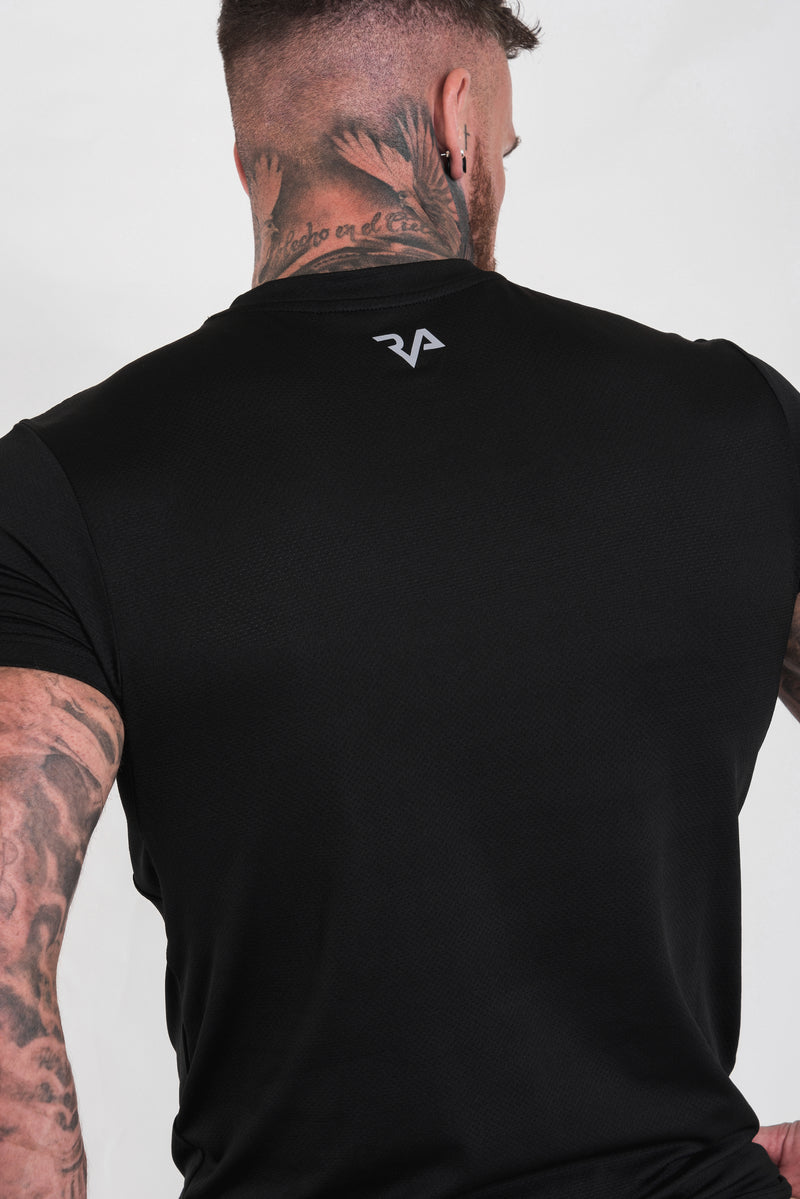 REFLECTIVE PRINT GYM TEE - BLACK