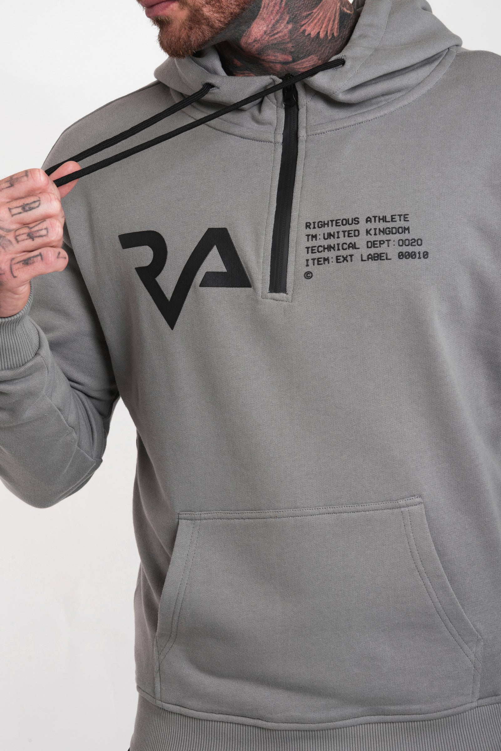 TECHNICAL PRINT QUART ZIP HOODIE - GARGOYLE – Righteous Athlete