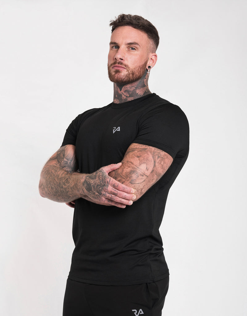 REFLECTIVE PRINT GYM TEE - BLACK