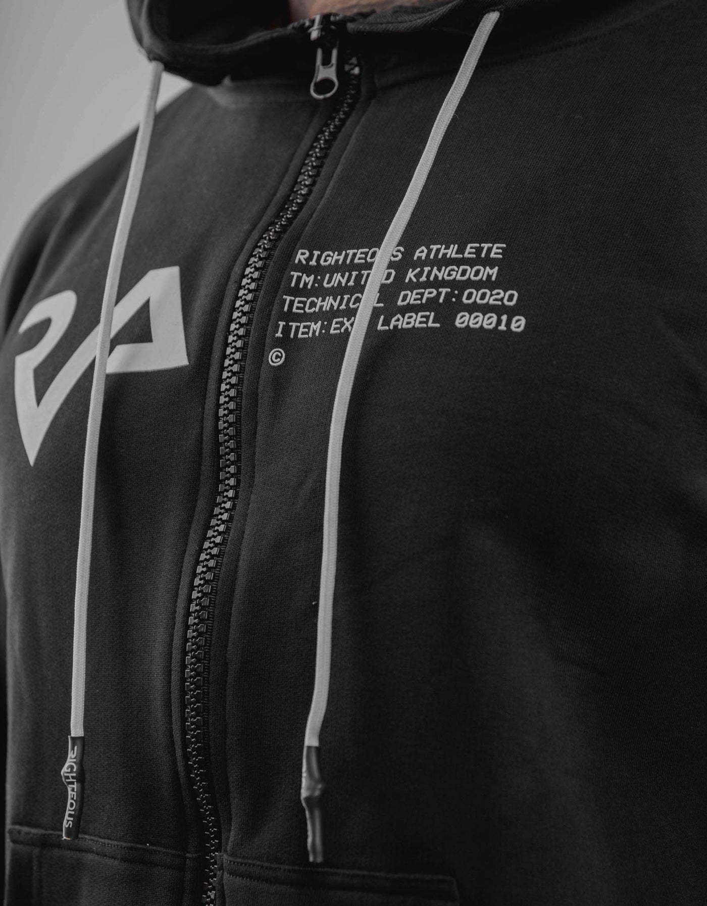 TECHNICAL PRINT FULL ZIP HOODIE - BLACK – Righteous Athlete